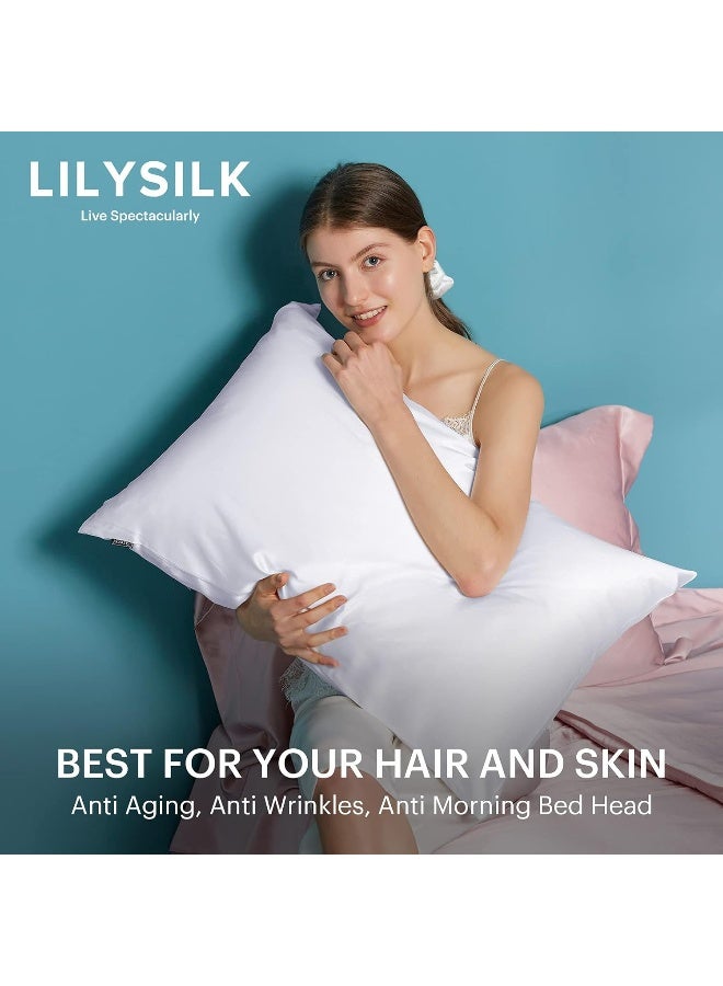 LILYSILK Silk Pillowcase for Hair and Skin Standard-100% Mulberry Silk 19 Momme Both Sides Silk Bed Pillow Cover with Hidden Zipper, 1 Pc (Standard Size 20''x26'', White) - Image 5